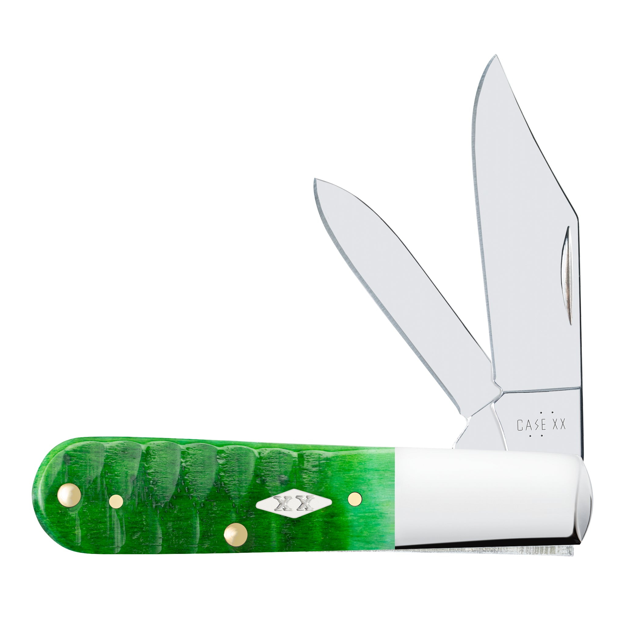 Case XX Bright Green Gator Jigged Bone Barlow #11443 - front view